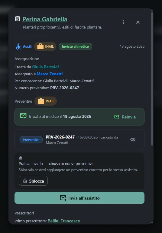 Il preventivo con i codici del nomenclatore già compilati