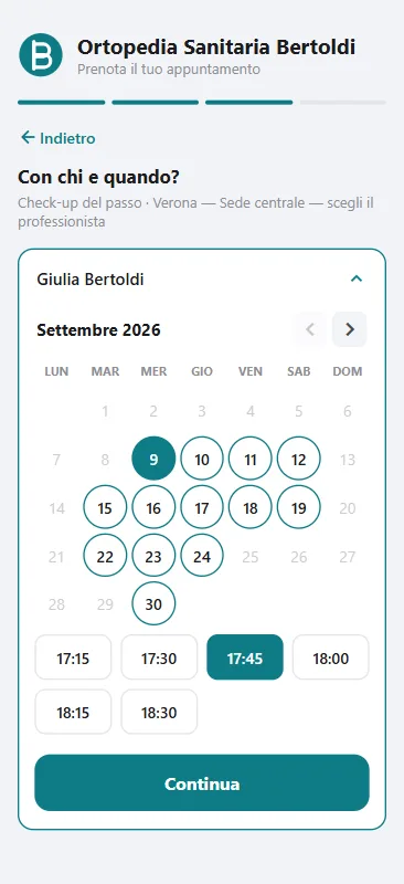 Il cliente sceglie giorno e ora dal suo telefono